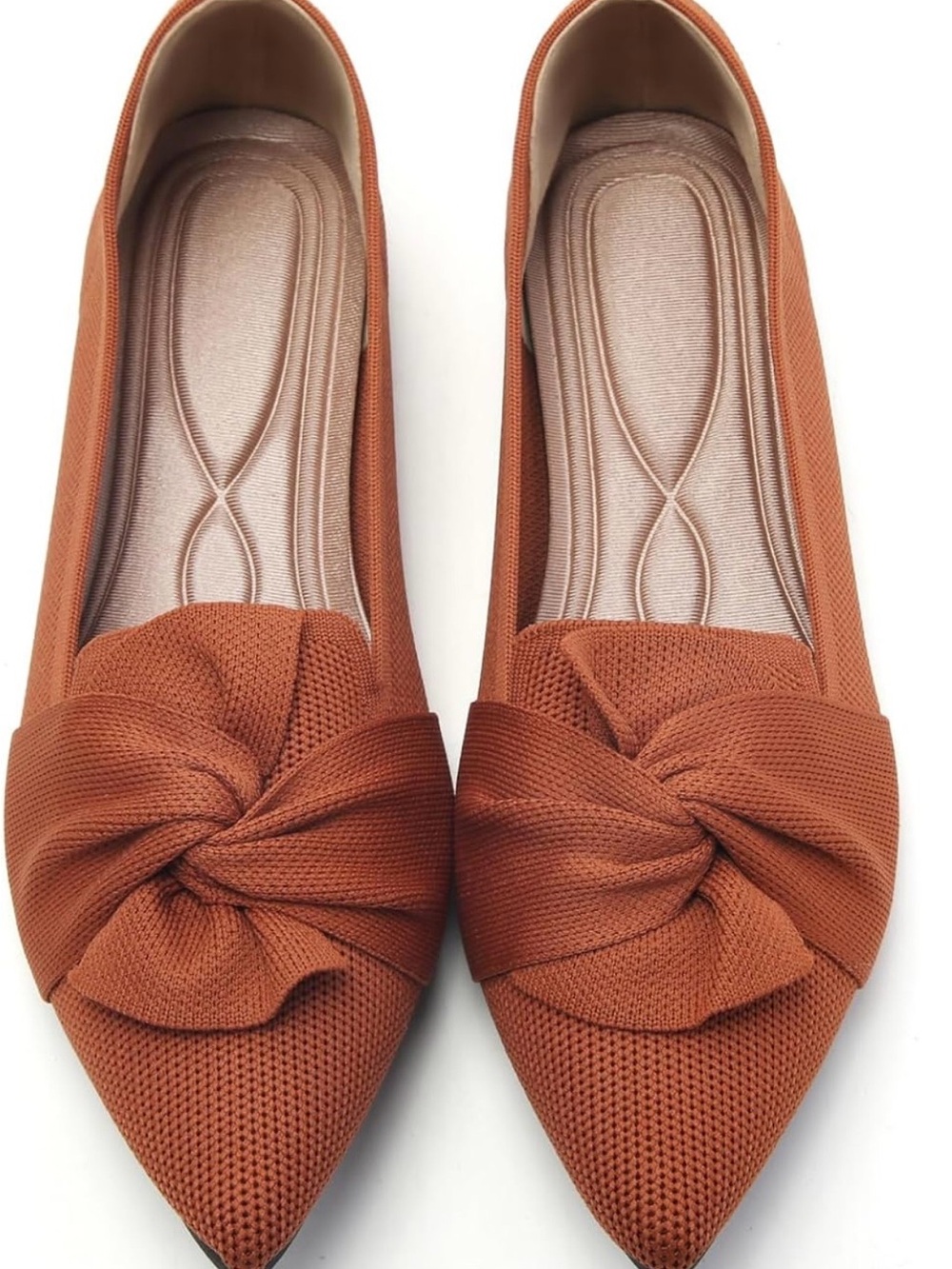 Women's Pointed Knot Flats in Rust